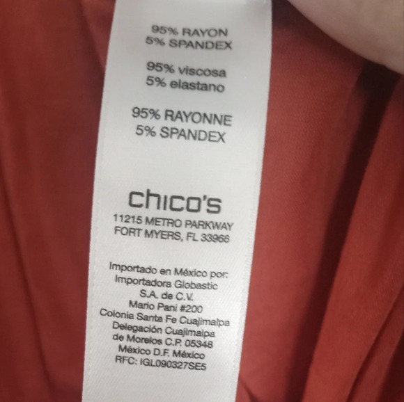 Chico's Lace Detail Shoulder Long Sleeve Burnt Orange Blouse Tunic Length Size 0 - Picture 7 of 7